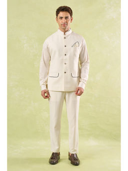 RNG Safawala - Off White Pipen Nehru Jacket