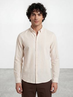 R&B - Beige Stripes Slim Shirt