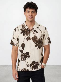 R&B - Cream Floral Regular Shirt