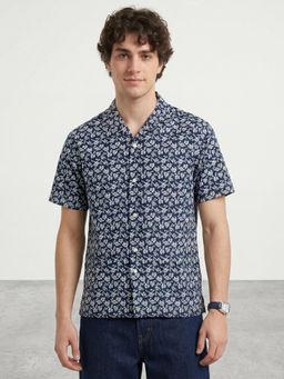 R&B - Navy Blue Floral Regular Shirt