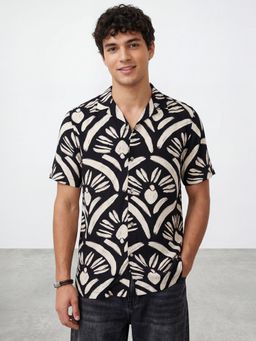 R&B - Black Printed Regular Shirt