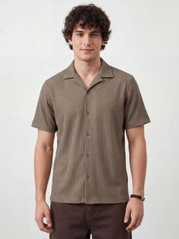 R&B - Beige Textured Regular Shirt