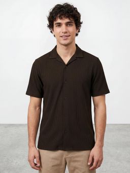 R&B - Brown Textured Regular Shirt