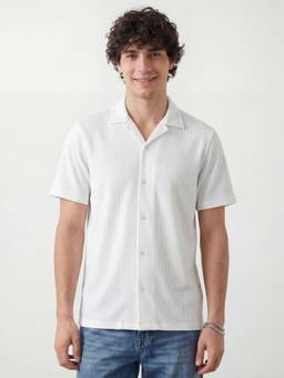 R&B - Off White Textured Regular Shirt
