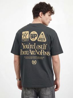 R&B - Grey Typography Oversized T-Shirt