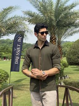 Dressjet - Olive Textured Regular Shirt