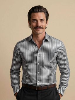 THE FORMAL CLUB - Black Stripes Regular Formal Shirt