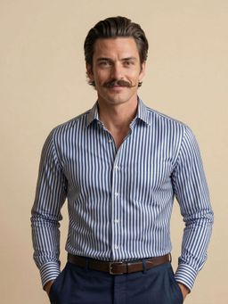 THE FORMAL CLUB - Indigo Stripes Regular Formal Shirt