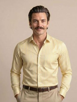 THE FORMAL CLUB - Yellow Stripes Regular Formal Shirt