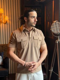 Dressjet - Tan Solid/Plain Regular Polo T-Shirt