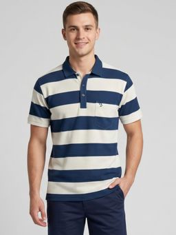 Charagh Din - Blue Stripes Regular Polo T-Shirt