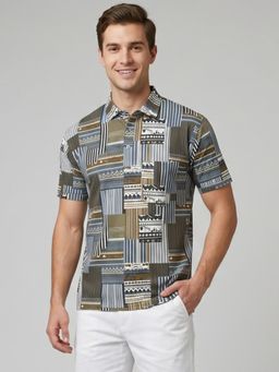 Charagh Din - Multi-Color Printed Regular Polo T-Shirt