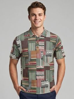 Charagh Din - Multi-Color Printed Regular Polo T-Shirt