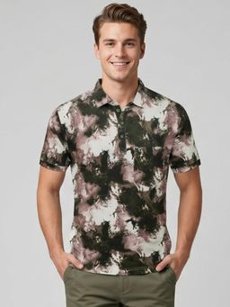Charagh Din - Multi-Color Tie & Dye Regular Polo T-Shirt
