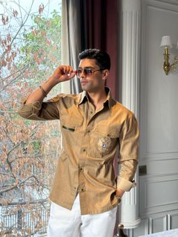 Dressjet - Beige Solid/Plain Regular Shirt