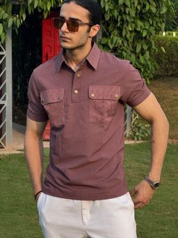 Dressjet - Purple Textured Regular Polo T-Shirt
