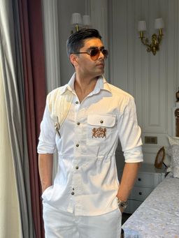 Dressjet - White Self Design Regular Shirt