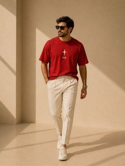 FLCN - Red Solid/Plain Boxy T-Shirt