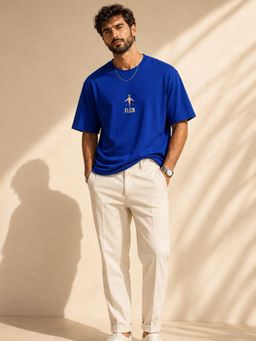 FLCN - Blue Solid/Plain Boxy T-Shirt