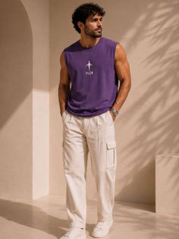 FLCN - Purple Solid/Plain Boxy Tank Top