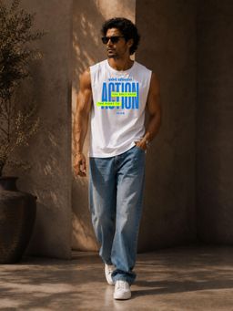 FLCN - White Typography Boxy Tank Top