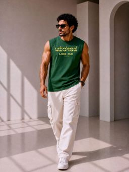 FLCN - Green Typography Boxy Tank Top