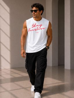 FLCN - White Typography Boxy Tank Top