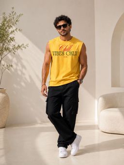 FLCN - Yellow Typography Boxy Tank Top
