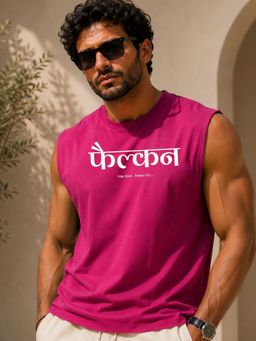 FLCN - Magenta Typography Boxy Tank Top