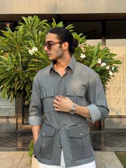 Dressjet - Grey Solid/Plain Regular Shirt