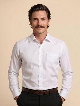 THE FORMAL CLUB - White Textured Regular Formal Shirt