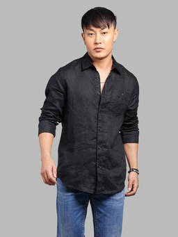ROOKIES - Black Solid/Plain Relaxed Shirt