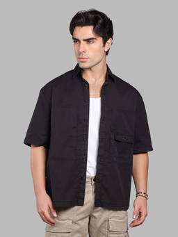 ROOKIES - Black Solid/Plain Oversized Shirt