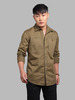 ROOKIES - Olive Solid/Plain Relaxed Shirt