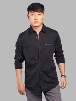 ROOKIES - Black Solid/Plain Relaxed Shirt