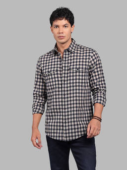 ROOKIES - Navy Blue Checks Relaxed Shirt