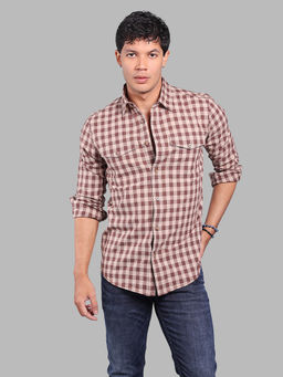 ROOKIES - Brown Checks Relaxed Shirt