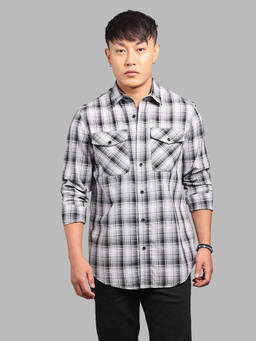 ROOKIES - Grey Checks Relaxed Shirt