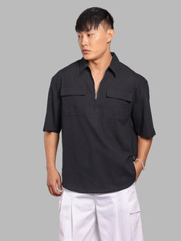 ROOKIES - Black Solid/Plain Oversized Shirt