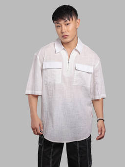 ROOKIES - White Solid/Plain Oversized Shirt
