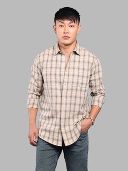 ROOKIES - Beige Checks Relaxed Shirt