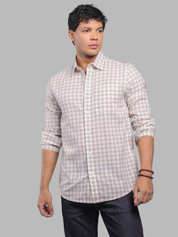 ROOKIES - Beige Checks Relaxed Shirt