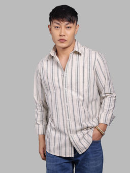 ROOKIES - Beige Stripes Relaxed Shirt