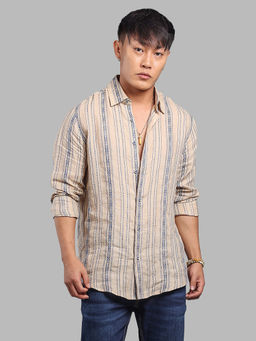 ROOKIES - Beige Stripes Relaxed Shirt