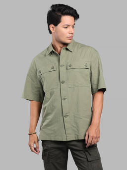 ROOKIES - Green Solid/Plain Oversized Shirt