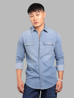 ROOKIES - Blue Solid/Plain Relaxed Shirt