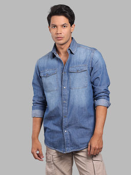 ROOKIES - Blue Solid/Plain Relaxed Shirt
