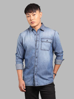 ROOKIES - Blue Solid/Plain Relaxed Shirt