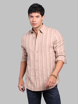 ROOKIES - Brown Stripes Relaxed Shirt