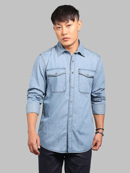ROOKIES - Blue Solid/Plain Relaxed Shirt